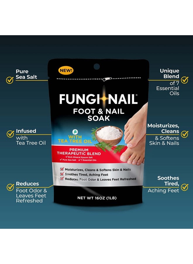 فانغي-نيل نقع القدم والأظافر لعلاج الفطريات بزيت شجرة الشاي - يرطب ويقلل من رائحة القدم ويهدئ آلام القدمين - مزيج علاجي من ملح إبسوم الغني بالمعادن وملح البحر النقي و7 زيوت عطرية - 1 رطل - Image 3
