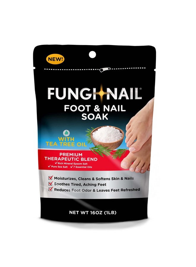 فانغي-نيل نقع القدم والأظافر لعلاج الفطريات بزيت شجرة الشاي - يرطب ويقلل من رائحة القدم ويهدئ آلام القدمين - مزيج علاجي من ملح إبسوم الغني بالمعادن وملح البحر النقي و7 زيوت عطرية - 1 رطل - Image 1