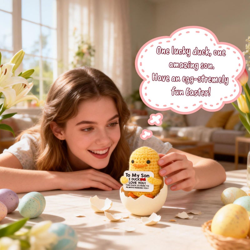 MBL Gifts for Son Birthday from Mom - Easter Graduation Funny Cute Crochet Duck to My College Teen Son from Mother Dad, I Duck Love You - Image 5