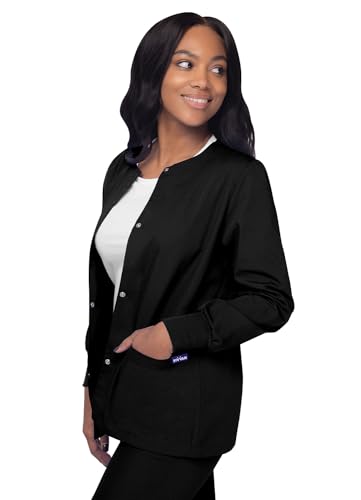 Sivvan Scrubs for Women - Front Snap Warm - Up Jacket - S8306 - Black - 2X - Image 3