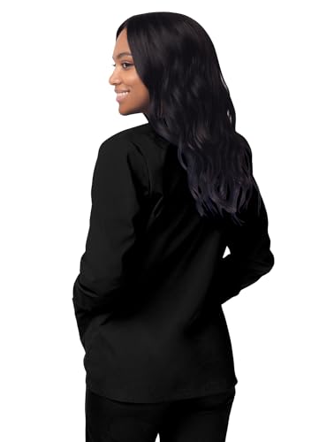 Sivvan Scrubs for Women - Front Snap Warm - Up Jacket - S8306 - Black - 2X - Image 2