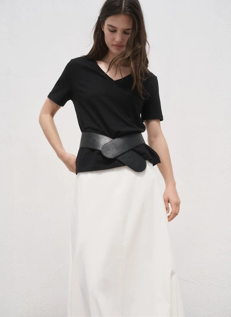 MANGO V-Neck Cotton T-Shirt