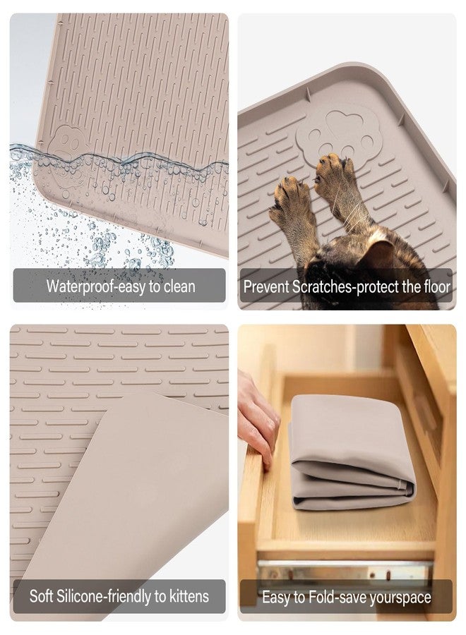 Lanstics 40"x28" Cat Litter Mat Lanstics Cat Mat for Litter Box Large Silicone Litter Box Mat for Kitty Scatter Control Floor Protect (Khaki) - Image 3