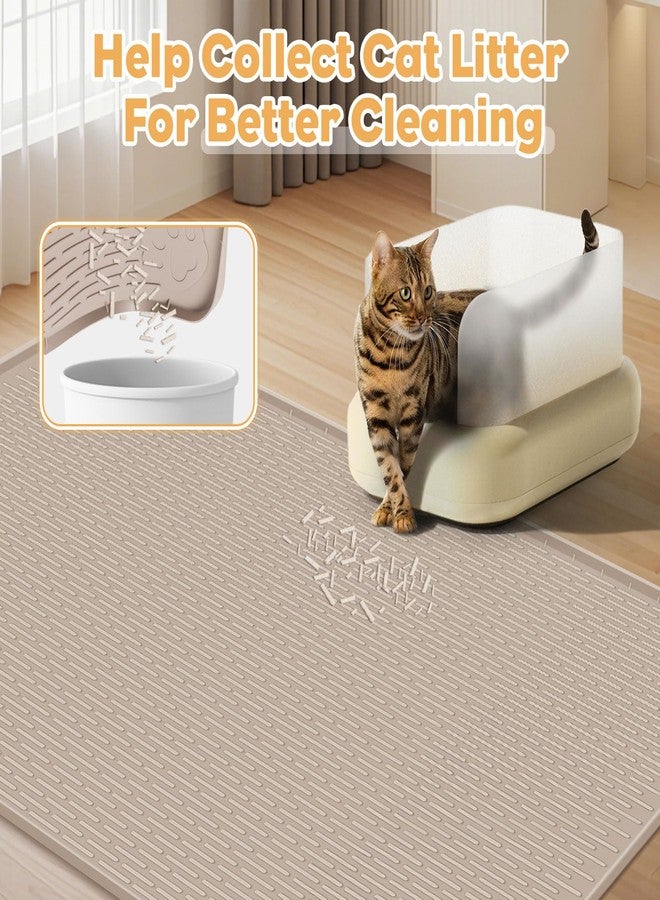 Lanstics 40"x28" Cat Litter Mat Lanstics Cat Mat for Litter Box Large Silicone Litter Box Mat for Kitty Scatter Control Floor Protect (Khaki) - Image 5