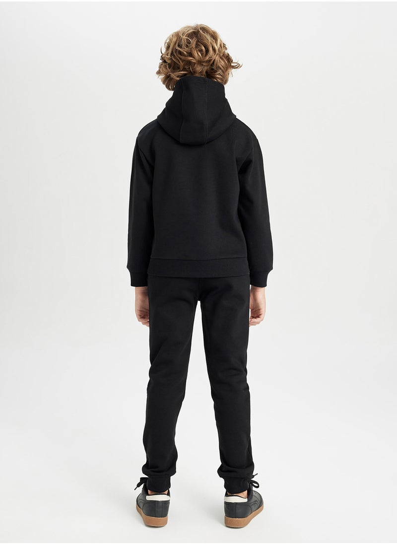 DeFacto - Hooded Printed Sweatshirt With Elastic Waist Jogger Pants 2-Piece Set - Image 1
