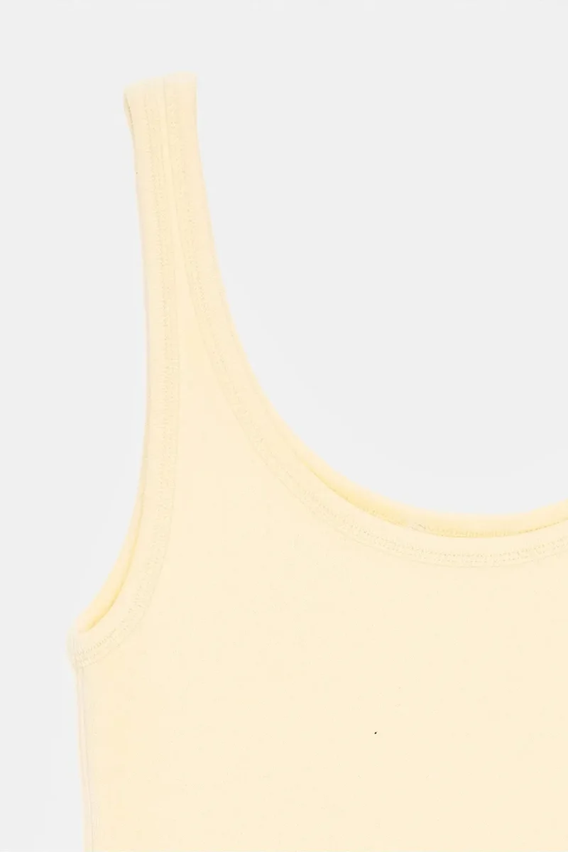 Dilvin Lemon Yellow DILVIN Ribbed Fitted Camisole Top for Women | Best Price UAE