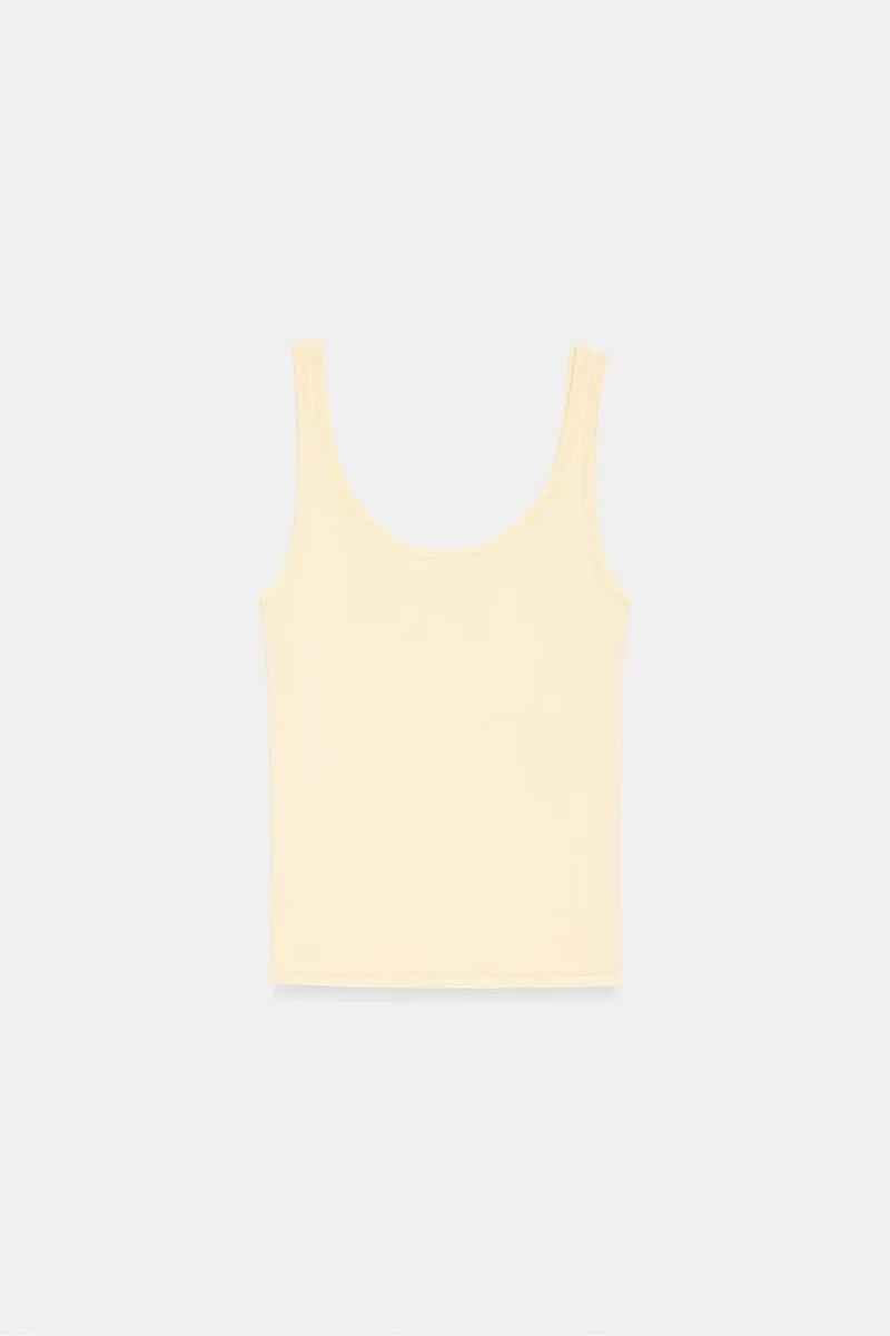 Dilvin Lemon Yellow DILVIN Ribbed Fitted Camisole Top for Women | Best Price UAE