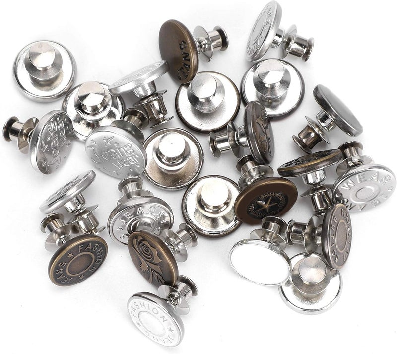 24Pcs Button Pins Zinc Alloy, Universal Nail - Free Waistline Adjustment DIY Jeans Pants - Detachable Design, Easy Size Change, Durable Metal Rivets - Image 5