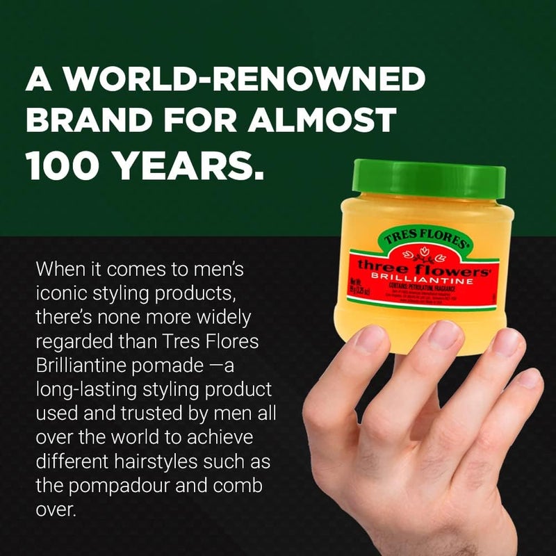 Three Flowers Brilliantine Pomade Solid 3.25 oz - Flexible Hold and Shine for All Hair Types - Image 5