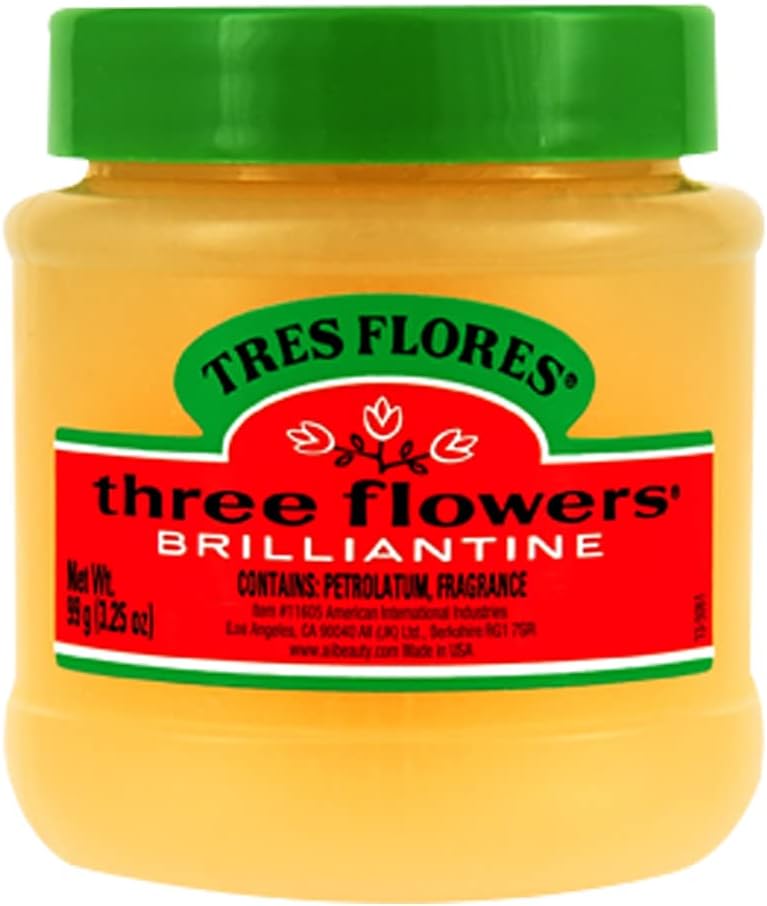 Three Flowers Brilliantine Pomade Solid 3.25 oz - Flexible Hold and Shine for All Hair Types - Image 1
