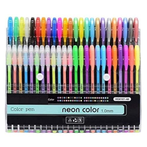 WeKonnect; Neon Gel Pens | Pack of 48 Consisting 12 Fluorescent, 12 Metallic, 12 Glitter & 12 Pastel Colour Pens | For Sketching, Drawing, Gifting, Painting, Calligraphy, DIY Art & Crafts (Pack of 48) - Image 1