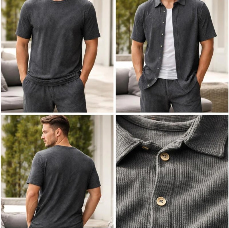 Light Black Shirt and Trouser Set (Cotton Blend)