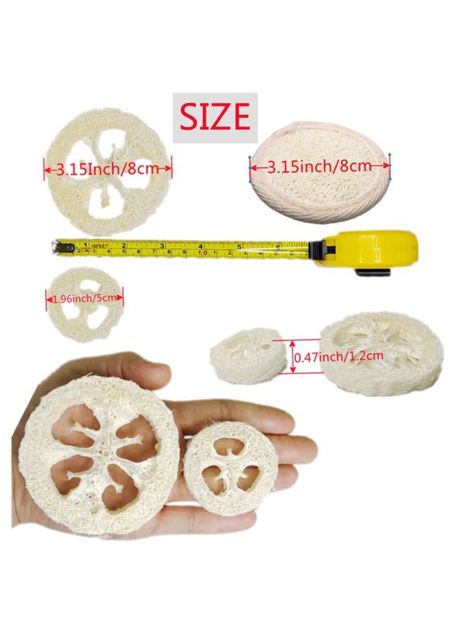 ENLAYER 50Pcs Natural Loofah Slice of 1.96inch, Reusable Natural Loofah Cuts for Cleaner Sponge Scrubber, Facial Soap Holder and DIY Customize Soap Tools, with 3Pcs Exfoliating Loofah Pad and 1 Storage Bag - Image 2