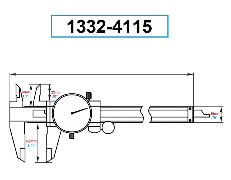 Dasqua 1332-4115 0-8" Machinist Grade Dial Caliper - Image 2