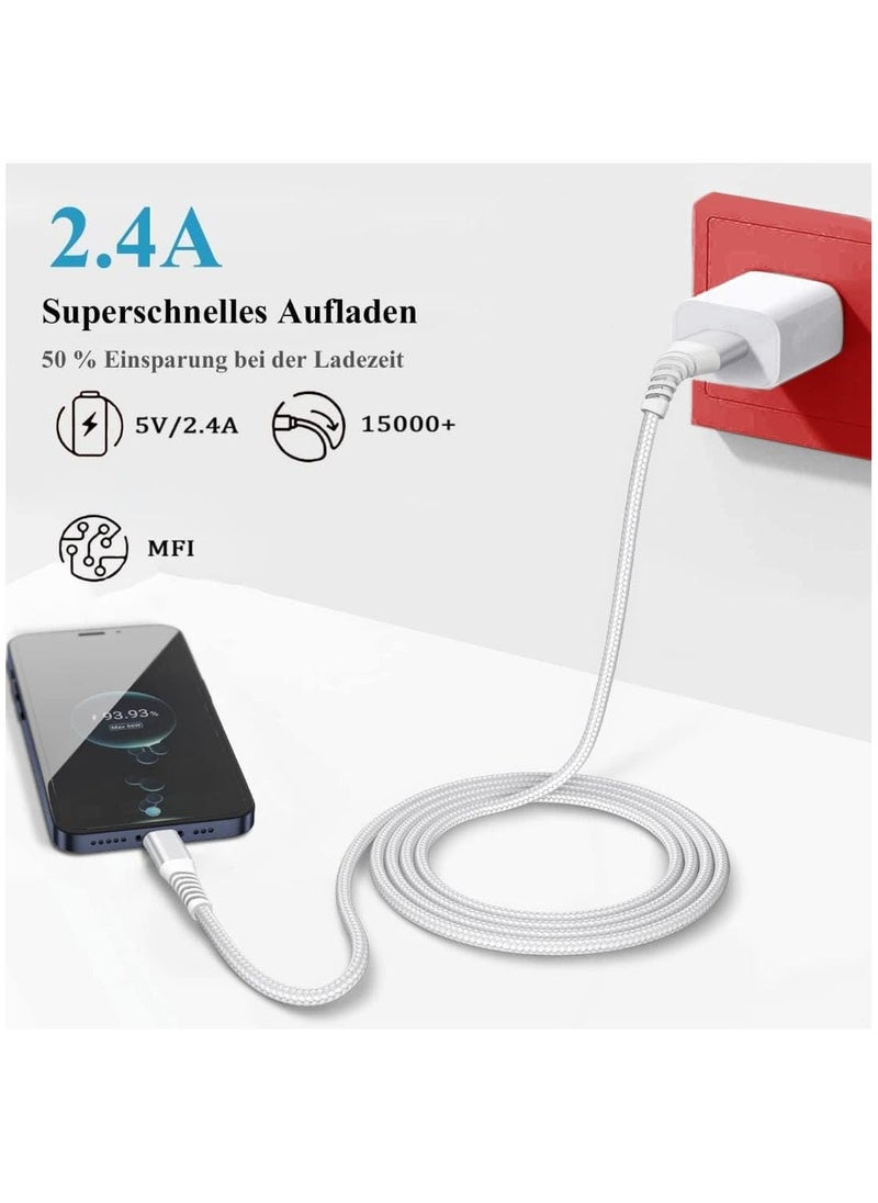 erorex - Usb lightning cable 1M (Pack of 2) Iphone Fast charging cable (MFI Certified) Compatible for iphone 11 Pro Max,12 Pro Max,13 Pro Max,14 Pro Max,6s,7,8 Pro Max,Mini, Xs,XR,X. (White) - Image 1