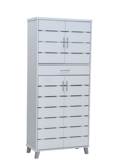 Karnak Modern Wooden Shoe Rack Free Standing Entryway Shoe Organizer Multi-Function storage box, Shoe Cabinet for Home, Living Room, Office Colors Super White