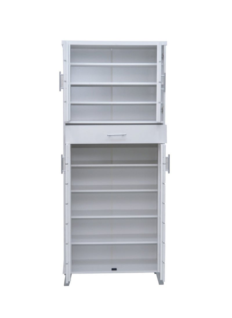 Karnak Modern Wooden Shoe Rack Free Standing Entryway Shoe Organizer Multi-Function storage box, Shoe Cabinet for Home, Living Room, Office Colors Super White