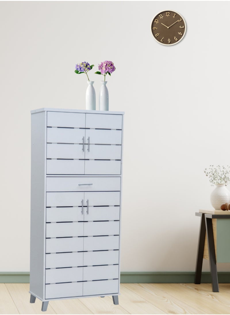 Karnak Modern Wooden Shoe Rack Free Standing Entryway Shoe Organizer Multi-Function storage box, Shoe Cabinet for Home, Living Room, Office Colors Super White