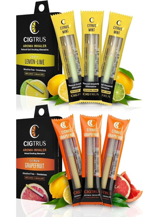 Cigtrus Craving Relief Inhaler, Natural Quit Smoking Substitute, Nicotine & Tobacco-Free, Cigtrus Non-Electric Solution (Citrus Grapefruit & Lemon Lime) - 6 Piece - Image 1