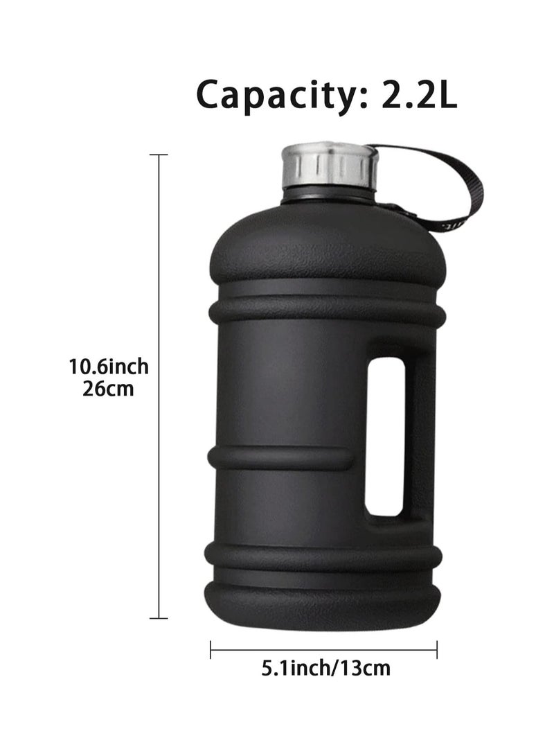 Generic 2.2L Half Gallon Water Bottle, 74oz Black Water Jug with Handle, 2.2 Liter Large Water Bottle Tritan Plastic Big Sports Jug, BPA Free Reusable Leak Proof Gym Drink Container - Image 2