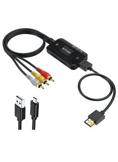 RCA to HDMI Converter, Composite Adapter Male AV Support 1080P PAL/NTSC Compatible with PS one, PS2, PS3, STB, Xbox, VHS, VCR, Blue-Ray DVD Players, High-Quality Chip, Wide Compatibility