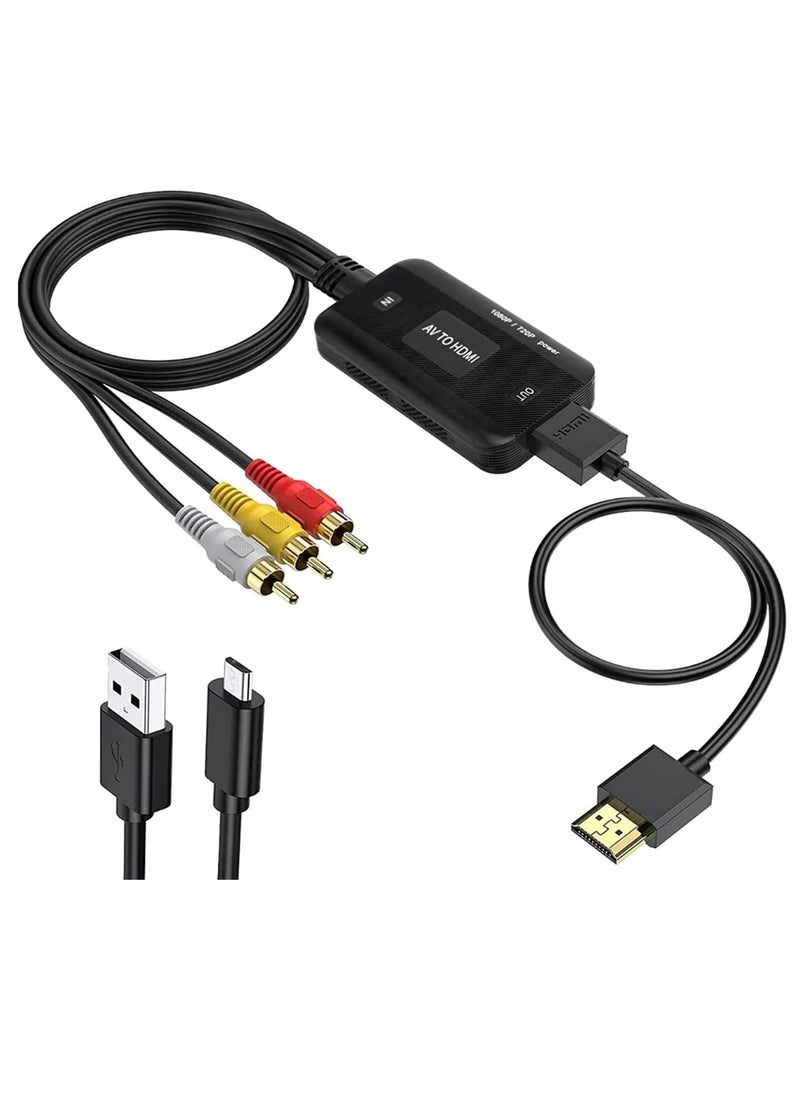SYOSI - RCA to HDMI Converter, Composite Adapter Male AV Support 1080P PAL/NTSC Compatible with PS one, PS2, PS3, STB, Xbox, VHS, VCR, Blue-Ray DVD Players, High-Quality Chip, Wide Compatibility - Image 1
