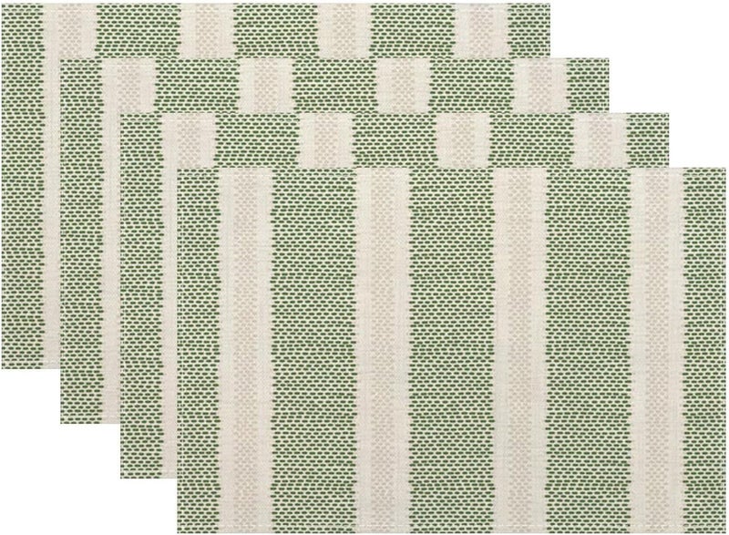 Sunshineyan Sage Green Polka Dot Placemats Set of 4, Boho Striped Decorative Table Mat 12 x 18 Inch Heat Resistant Non Slip Line Fabric Modern Geometry Place mat for Holiday Party Kitchen Dining Decor - Image 1