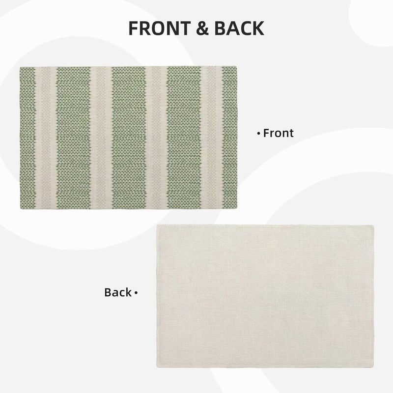 Sunshineyan Sage Green Polka Dot Placemats Set of 4, Boho Striped Decorative Table Mat 12 x 18 Inch Heat Resistant Non Slip Line Fabric Modern Geometry Place mat for Holiday Party Kitchen Dining Decor - Image 3