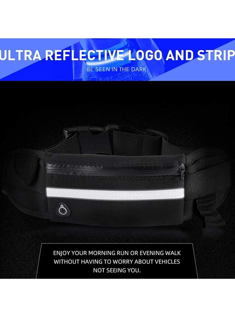 SYOSI 2 Pack Running Pouch Belt Waist Pack Bag Adjustable Workout Gym Fa nny Pack Bounce Free Jogging Pocket Belt with Large Capacity for Running Outdoor Exercise Black and Blue - Image 5