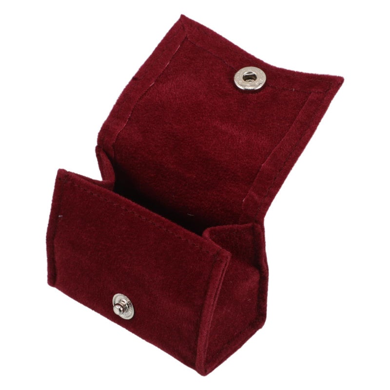 Mini Travel Ring Box And Jewelry Organizer For Women Portable Small Ring Storage Case With Zipper Pouch Dark Red Velvet - Image 2