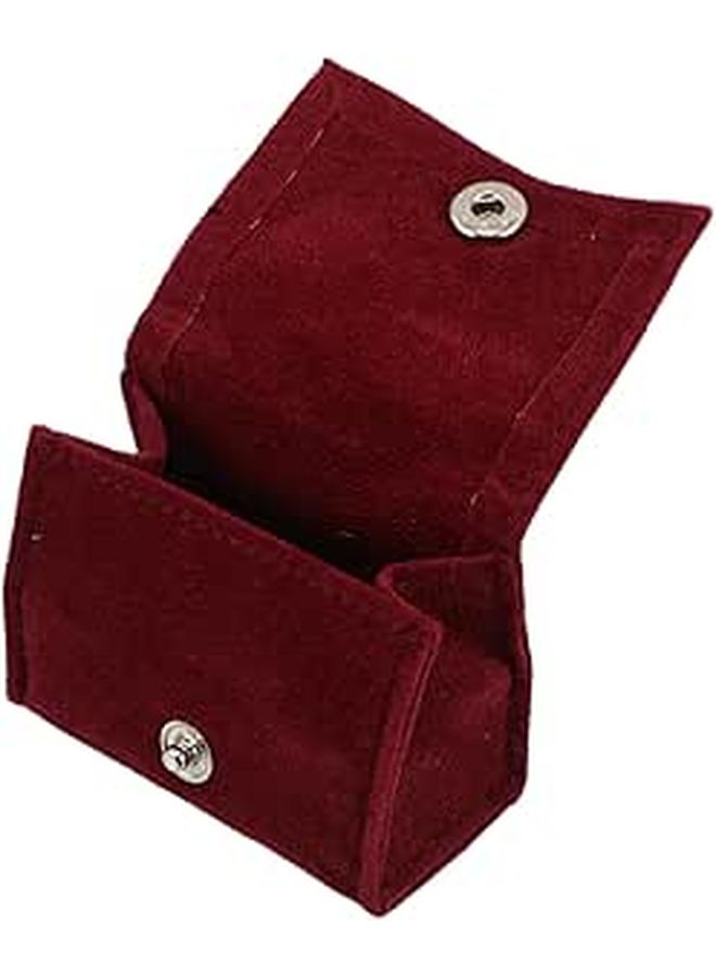 Mini Travel Ring Box And Jewelry Organizer For Women Portable Small Ring Storage Case With Zipper Pouch Dark Red Velvet - Image 1