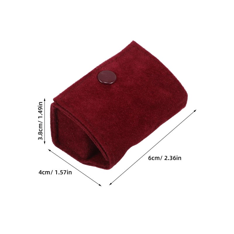 Mini Travel Ring Box And Jewelry Organizer For Women Portable Small Ring Storage Case With Zipper Pouch Dark Red Velvet - Image 3