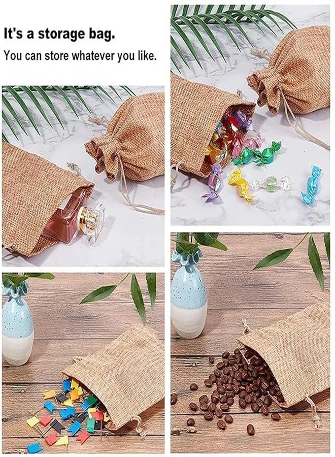 MSGH Potli Bags Small Size, Bags For Shagun Gifts, Return Gifts, Dry Fruits, Wedding Women Gift Packing Multi Purpose Use (Size : 17X13 CM) (Brown jute bag pack of 6) - Image 4