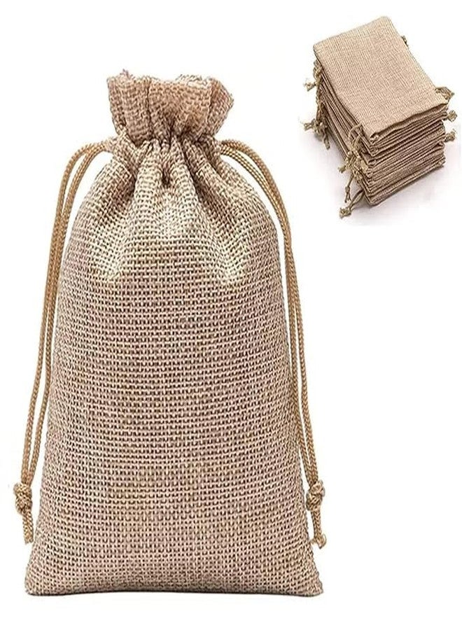 MSGH Potli Bags Small Size, Bags For Shagun Gifts, Return Gifts, Dry Fruits, Wedding Women Gift Packing Multi Purpose Use (Size : 17X13 CM) (Brown jute bag pack of 6) - Image 1
