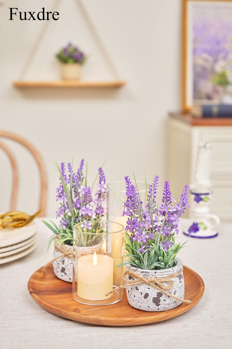 Fuxdre Small Fake Plants with 2 Pack, The Lavender for Bathroom Shelf Decor, Lavender Plant for Home Living Room Office Bedroom Table Tray Shelve Farmhouse Decor Indoor - Image 3