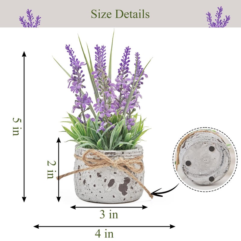 Fuxdre Small Fake Plants with 2 Pack, The Lavender for Bathroom Shelf Decor, Lavender Plant for Home Living Room Office Bedroom Table Tray Shelve Farmhouse Decor Indoor - Image 2