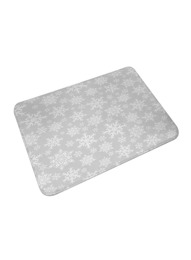 rouihot Bath Mats for Bathroom Decor Christmas Snowflakes White on Gray Cozy Washable Floor Rug Carpets Bath Rug Mat Non Slip Backing 20x30 Inches for Indoor Bedroom Kitchen - Image 2