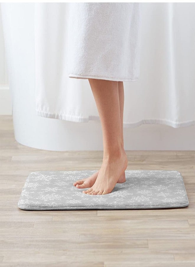 rouihot Bath Mats for Bathroom Decor Christmas Snowflakes White on Gray Cozy Washable Floor Rug Carpets Bath Rug Mat Non Slip Backing 20x30 Inches for Indoor Bedroom Kitchen - Image 3