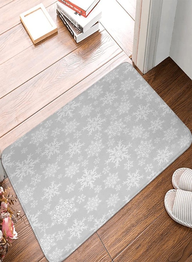 rouihot Bath Mats for Bathroom Decor Christmas Snowflakes White on Gray Cozy Washable Floor Rug Carpets Bath Rug Mat Non Slip Backing 20x30 Inches for Indoor Bedroom Kitchen - Image 4