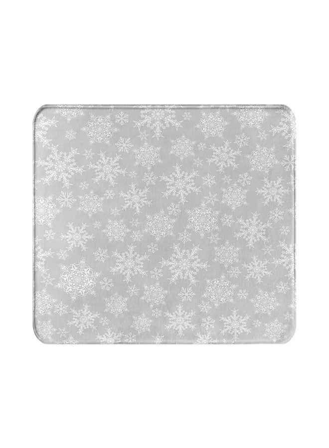 rouihot Bath Mats for Bathroom Decor Christmas Snowflakes White on Gray Cozy Washable Floor Rug Carpets Bath Rug Mat Non Slip Backing 20x30 Inches for Indoor Bedroom Kitchen - Image 1