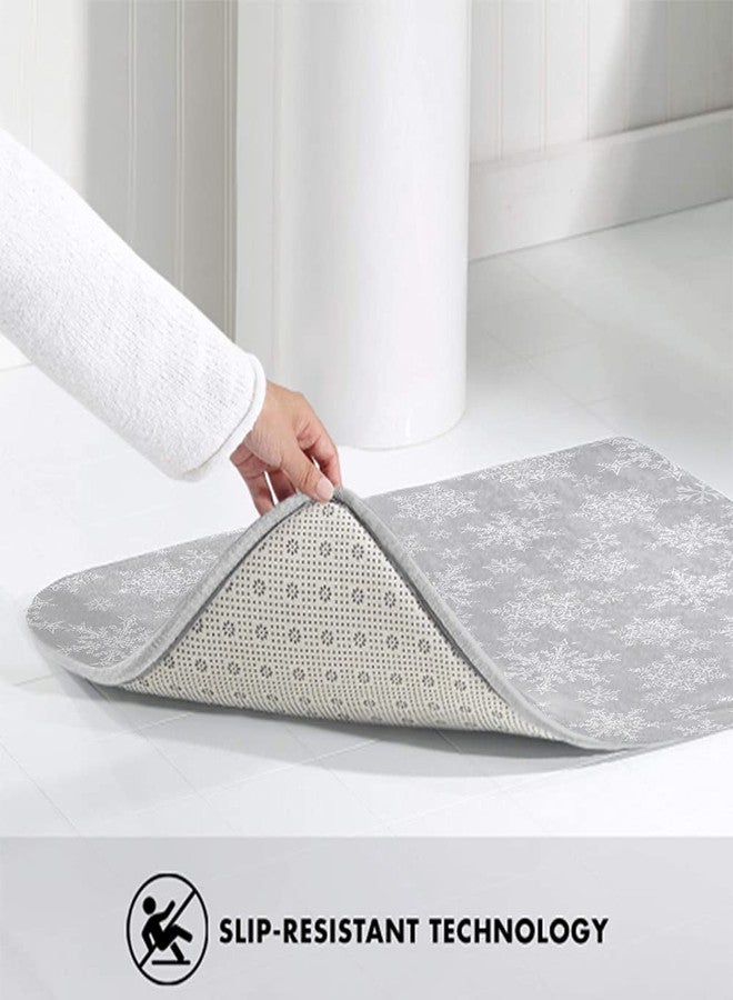 rouihot Bath Mats for Bathroom Decor Christmas Snowflakes White on Gray Cozy Washable Floor Rug Carpets Bath Rug Mat Non Slip Backing 20x30 Inches for Indoor Bedroom Kitchen - Image 5
