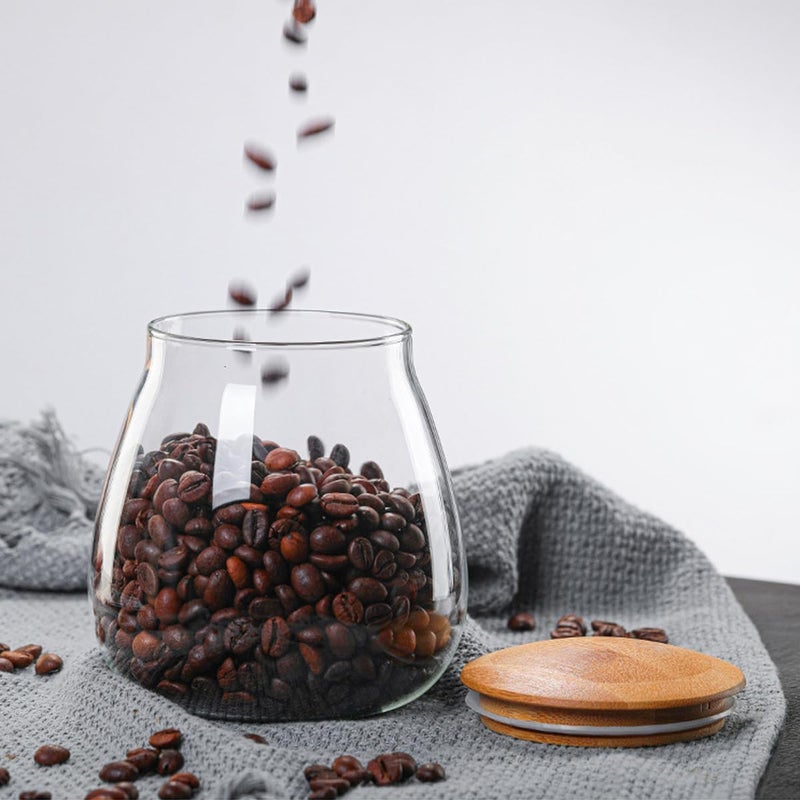 Krevia Glass Food Storage Jar | Mushroom Shape Transparent Sealed Food Storage Container | Multi-purpose Glass Jar for Candy Tea Coffee Bean Sugar Spices etc. (Color : Clear; 800 ML) - Image 5