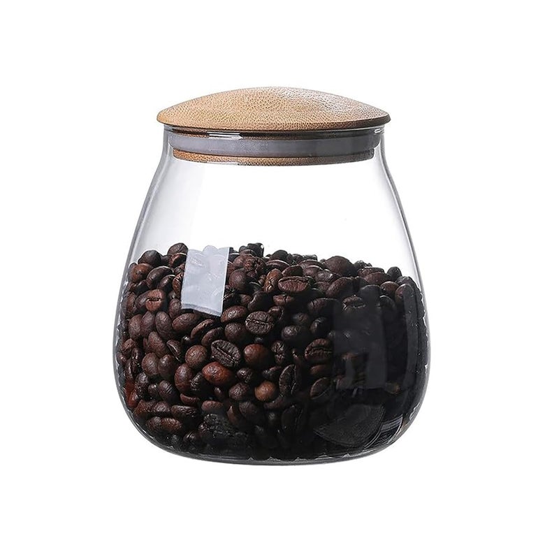 Krevia Glass Food Storage Jar | Mushroom Shape Transparent Sealed Food Storage Container | Multi-purpose Glass Jar for Candy Tea Coffee Bean Sugar Spices etc. (Color : Clear; 800 ML) - Image 1