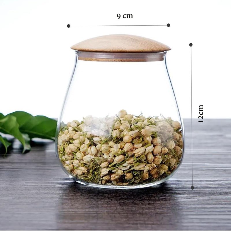 Krevia Glass Food Storage Jar | Mushroom Shape Transparent Sealed Food Storage Container | Multi-purpose Glass Jar for Candy Tea Coffee Bean Sugar Spices etc. (Color : Clear; 800 ML) - Image 2