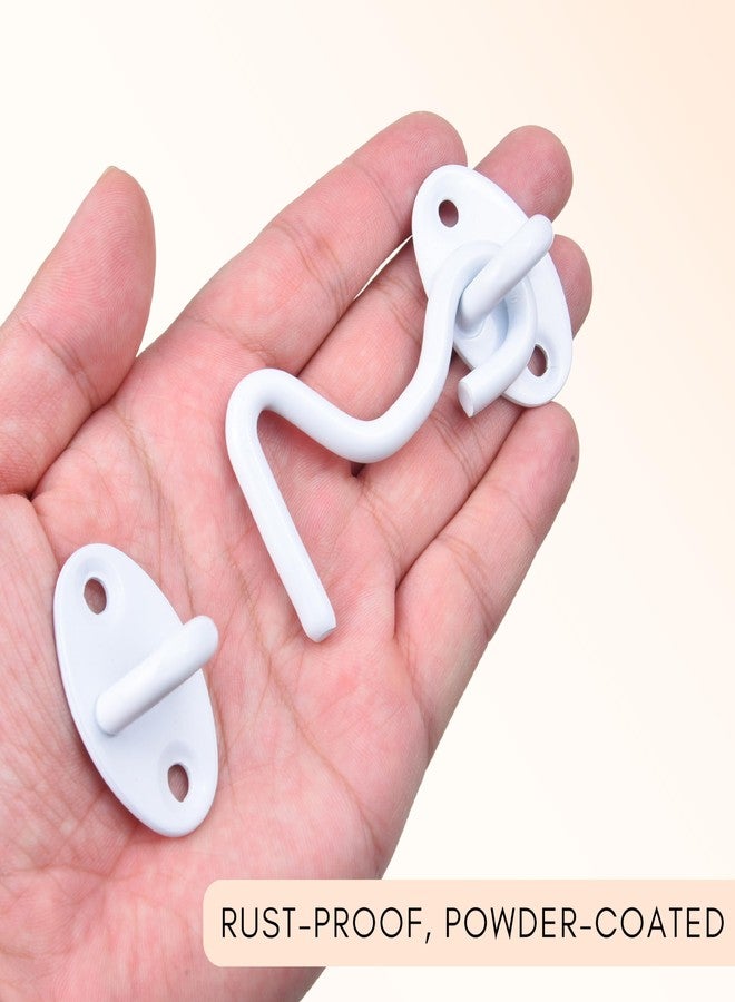 Eco-Fused 3-inch Heavy Duty Hook and Eye Latch - 1x Barn Door Lock (White), 4X Mounting Screws - Powder Coated Stainless Steel Hooks for Door, Windows, Sheds, Fences, Gates, Closets, Cabinets - Image 4