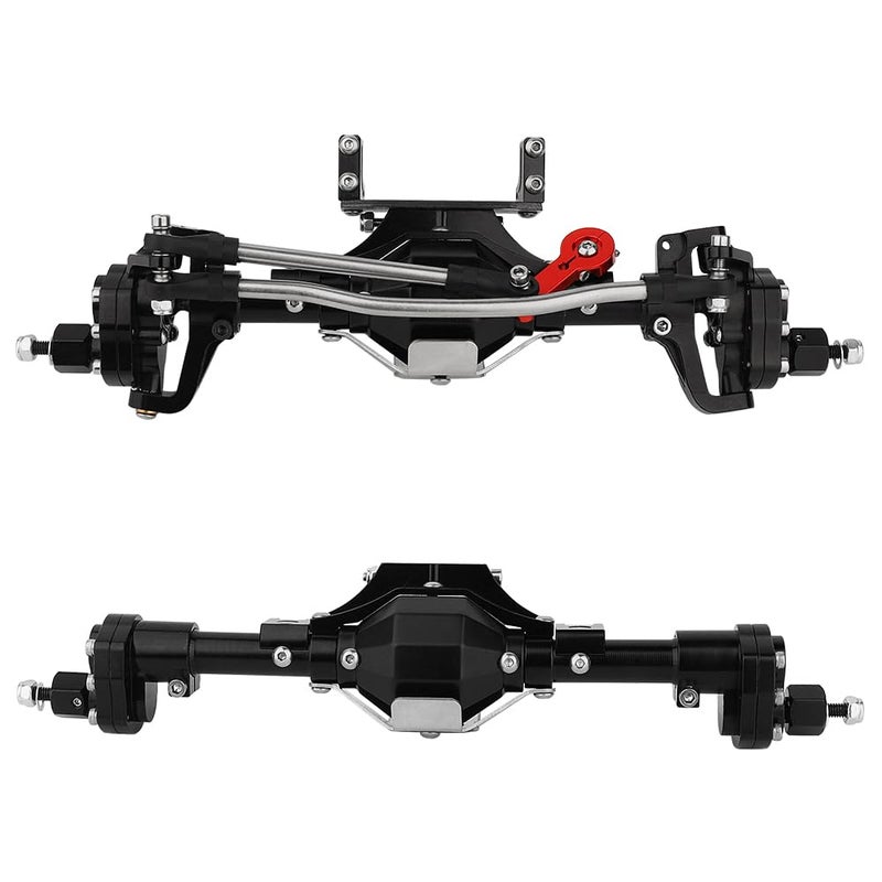 Pothyes Metal CNC Front Middle Rear Complete Portal Axle with Gear for 110 RC Crawler Axial SCX10 II Deadbolt 90046 90047 4x4 6x6 Upgrade Parts Black Front Rear - Image 3
