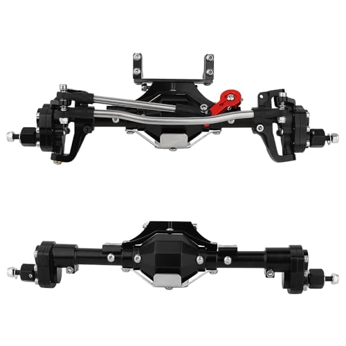 Pothyes Metal CNC Front Middle Rear Complete Portal Axle with Gear for 110 RC Crawler Axial SCX10 II Deadbolt 90046 90047 4x4 6x6 Upgrade Parts Black Front Rear - Image 1