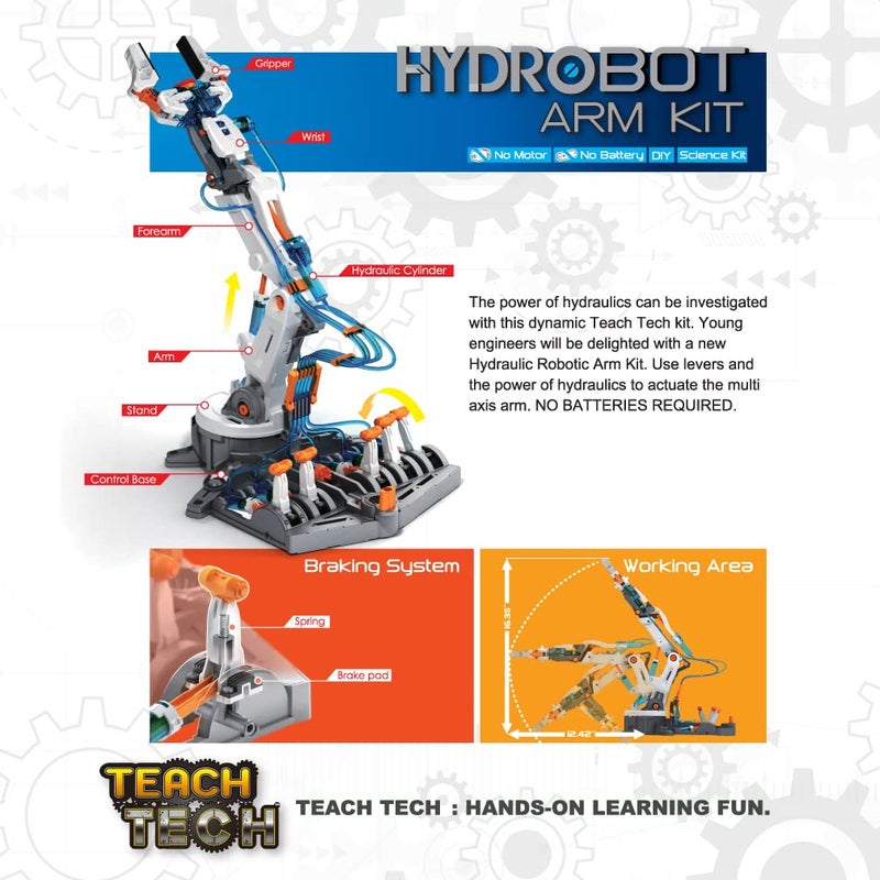 Elenco Teach Tech “Hydrobot Arm Kit”, Hydraulic Kit, STEM Building Toy for Kids 12+ - Image 2