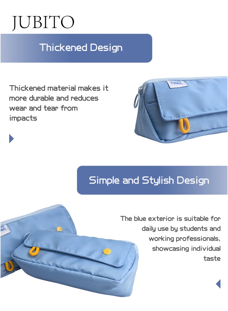 JUBITO pencil case, large capacity, thickened pencil case, high-value, high-quality new blue pencil case - Image 4