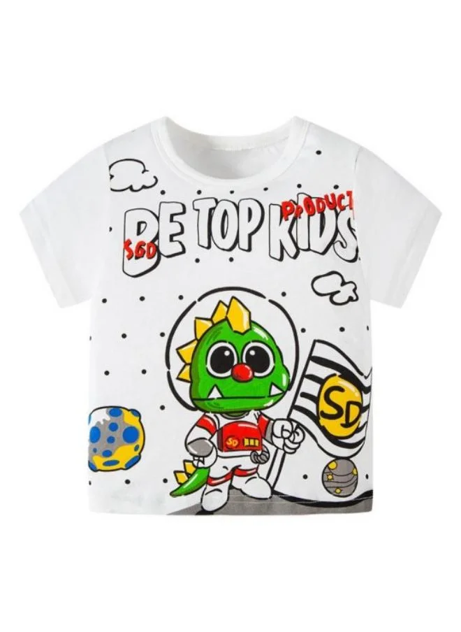 يونيكي White Printed Short Sleeve Crew Neck T-Shirt